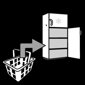 ranger les courses dans le réfrigérateur